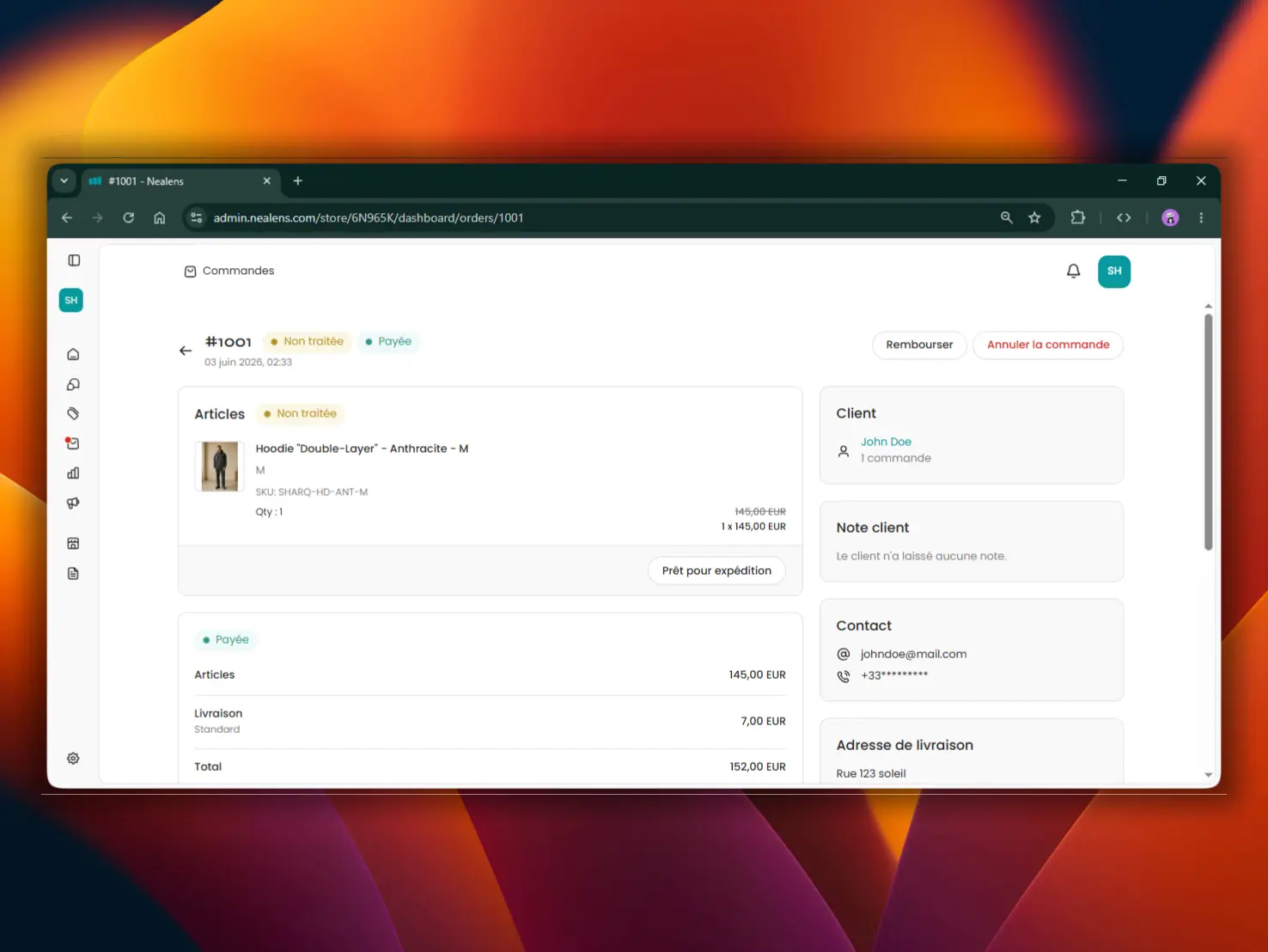Gestion des commandes